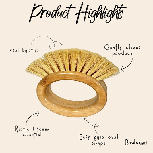 Bamboo Oval Vegetable Cleaning and Scrubbing Brush