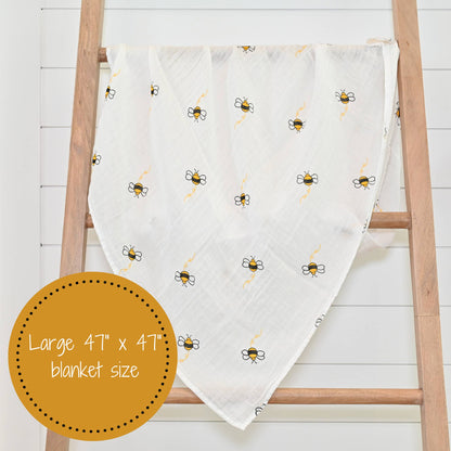 Baby Muslin Swaddle Blanket Bee-utiful Bee Theme