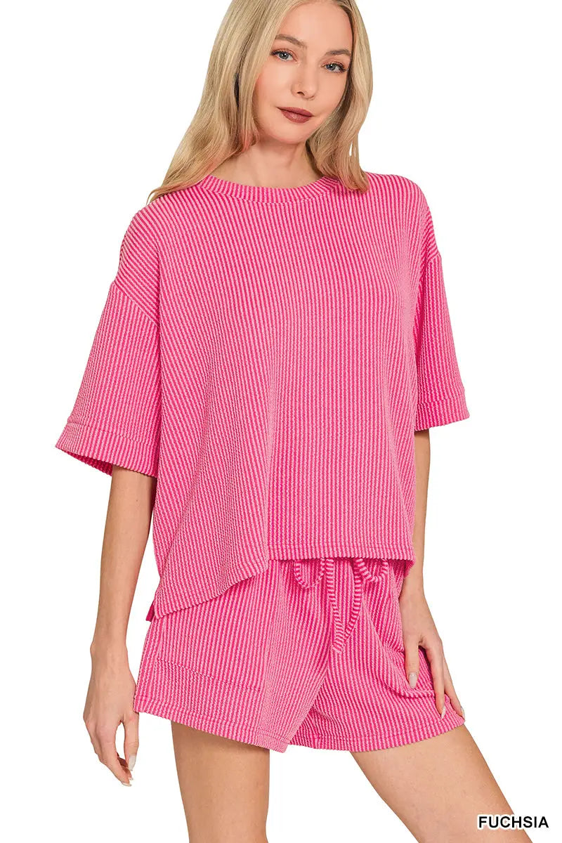 Raised Rib Short Sleeve Tee & Short Set