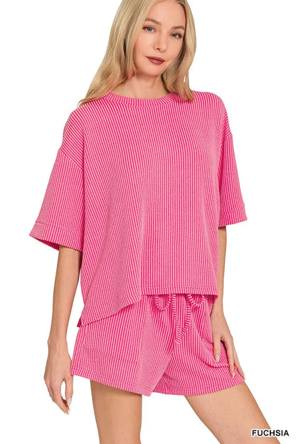 Raised Rib Short Sleeve Tee & Short Set