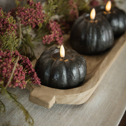 Black Flameless Pumpkin Shaped Candle - Size Options