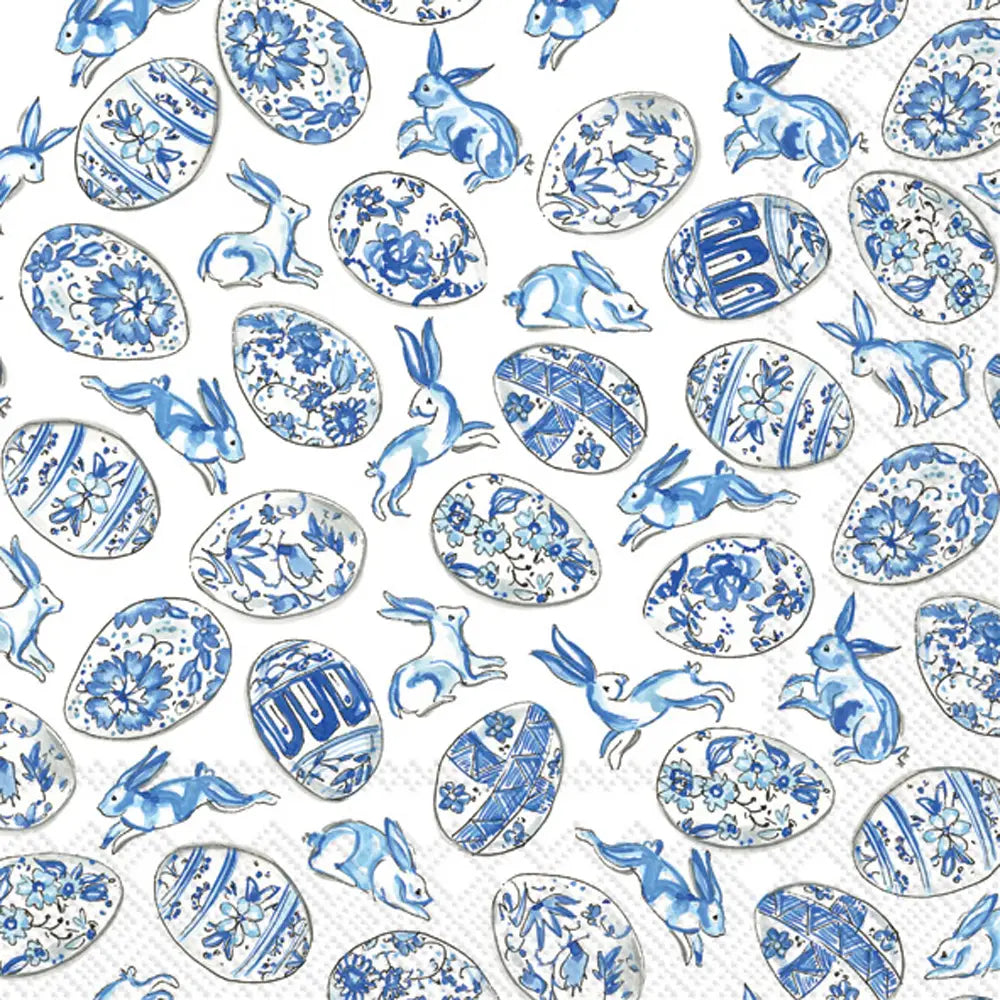 Dinner Napkins Guest Towels - Blue and White Eggs