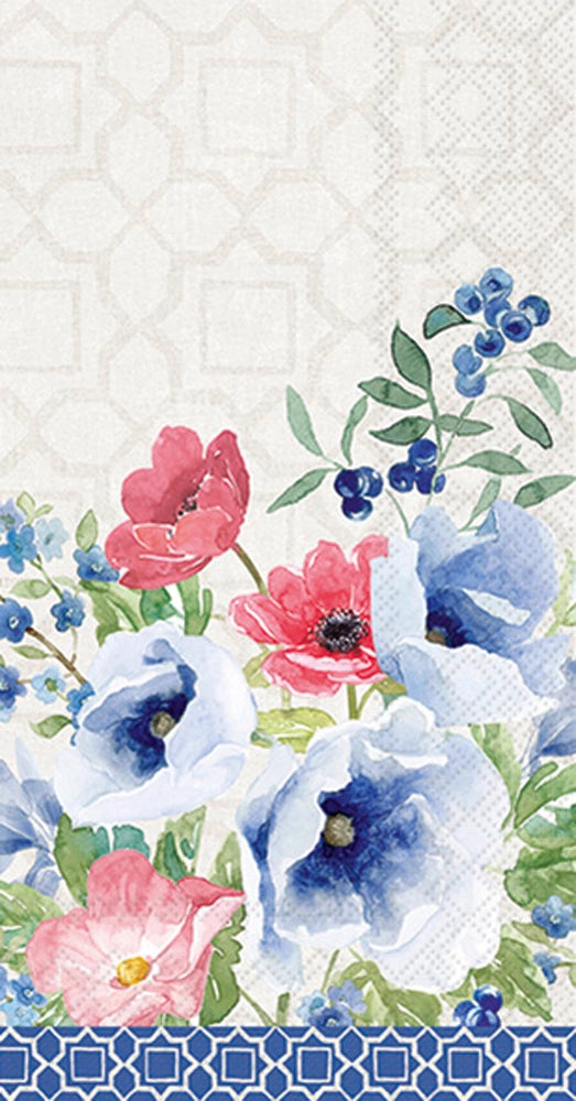 Dinner Napkin Guest Towels - Indigo Bouquet