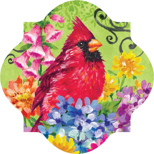 Cardinals and Flowers Hang Around Door Hanger