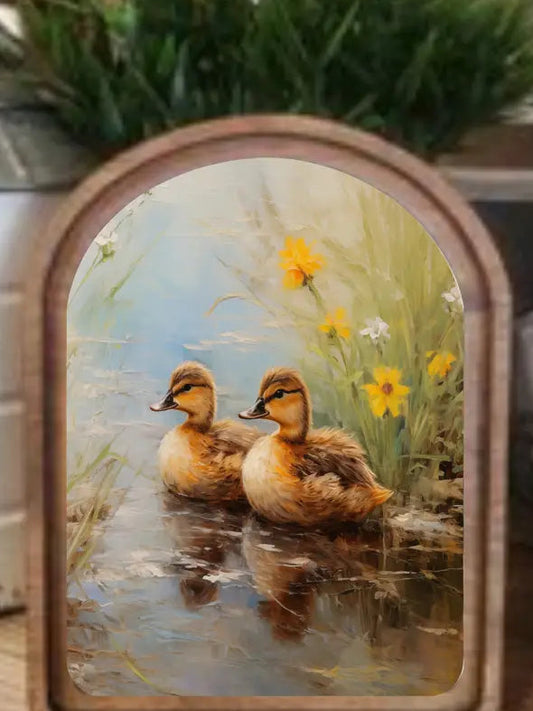 Arch Top Spring Ducklings Framed Art