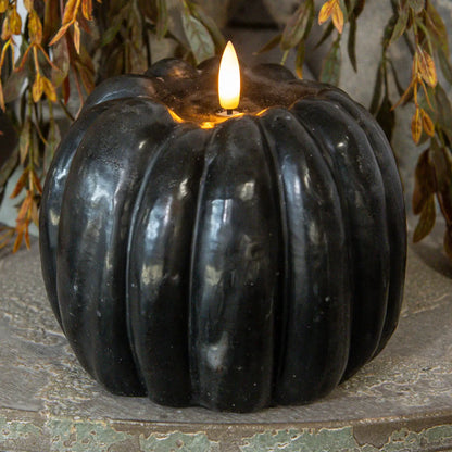 Black Flameless Pumpkin Shaped Candle - Size Options