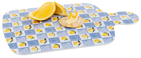 Blue and Yellow Lemon Charcuterie Cutting Board - Melamine