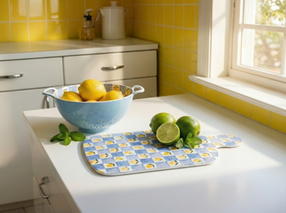 Blue and Yellow Lemon Charcuterie Cutting Board - Melamine