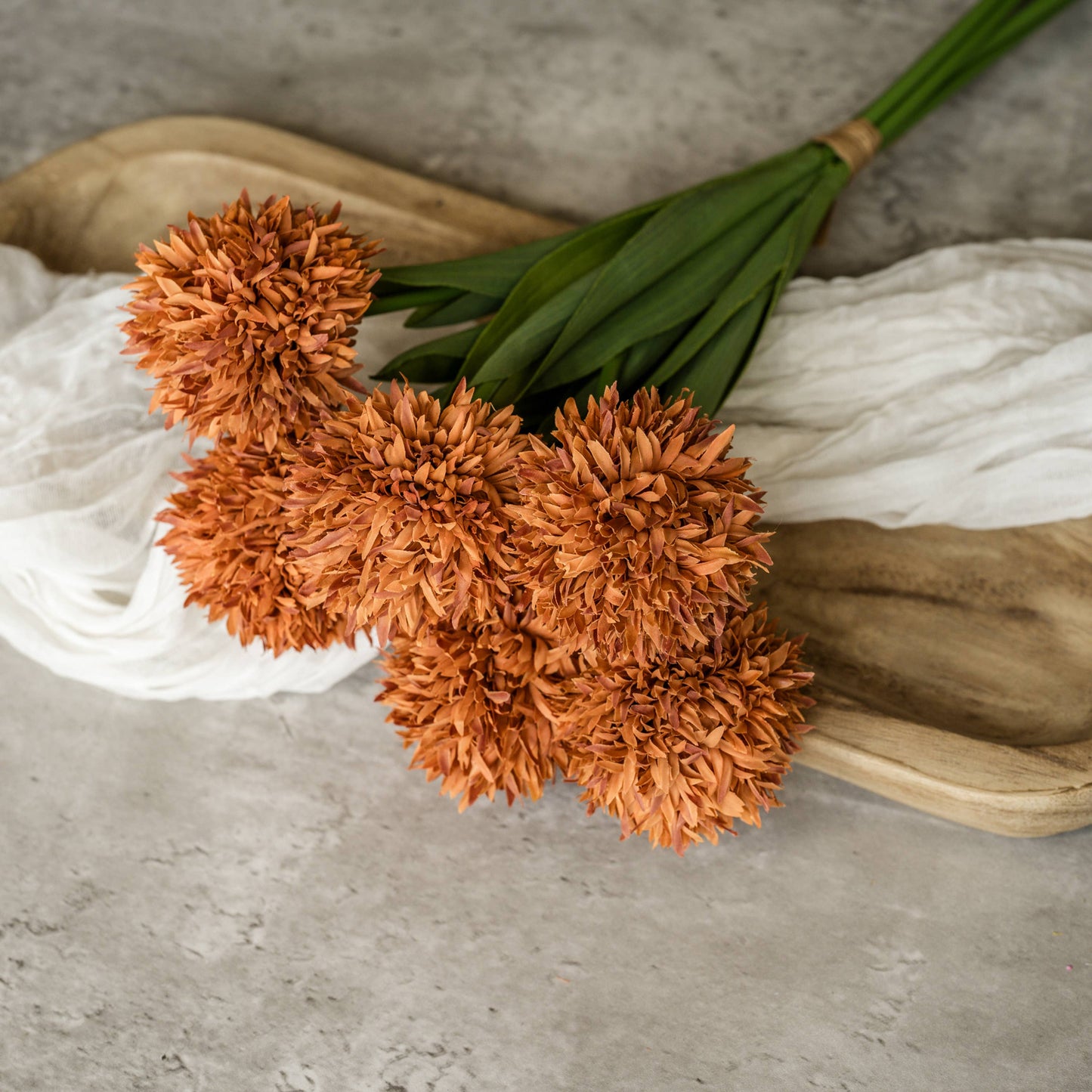 Burnt Orange Faux Mum Stem - 16.5"