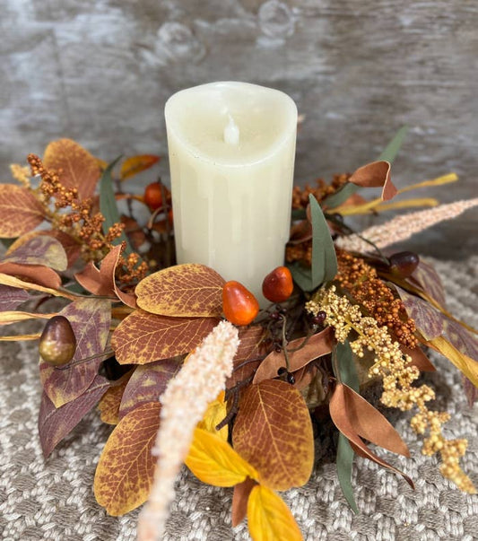 Aspen Acorn Candle Ring Mini Wreath - 6.5 inch inner