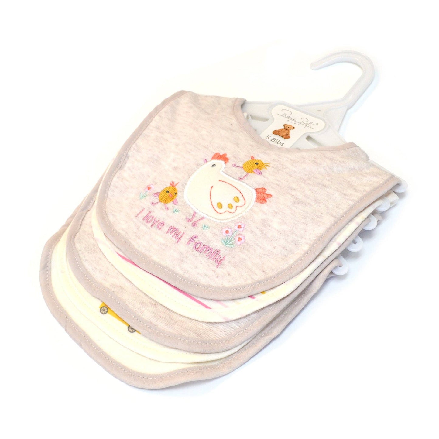 Chicken Pattern Soft Cotton Embroidered Baby Bibs - 5 Pack