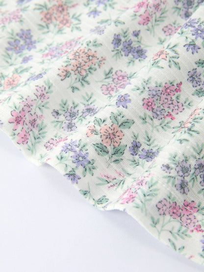 Purple Floral Smocked Embroidery Baby Girls Tank & Bloomers Set