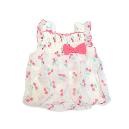 Cherry and Bows Chiffon Baby Girl Outfit - Chiffon Top and Shorts