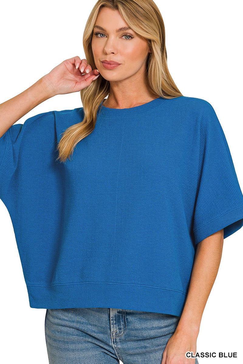 Double Knit Banded Bottom Short Sleeve Top
