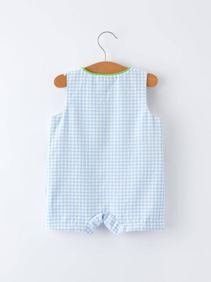 Summer Crocodile Embroidered Smocked Romper