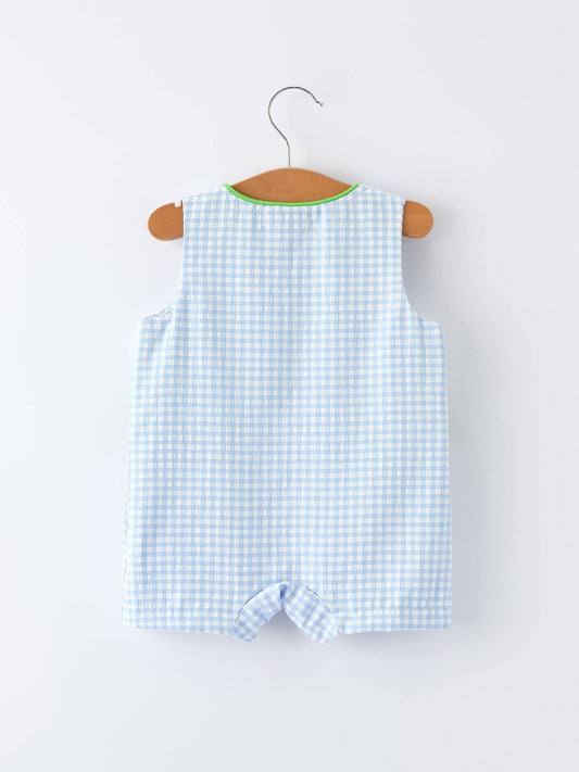 Summer Crocodile Embroidered Smocked Romper