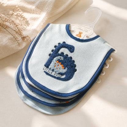 Little Dude Dinosaur Cotton Embroidered Baby Bibs - 5 Pack