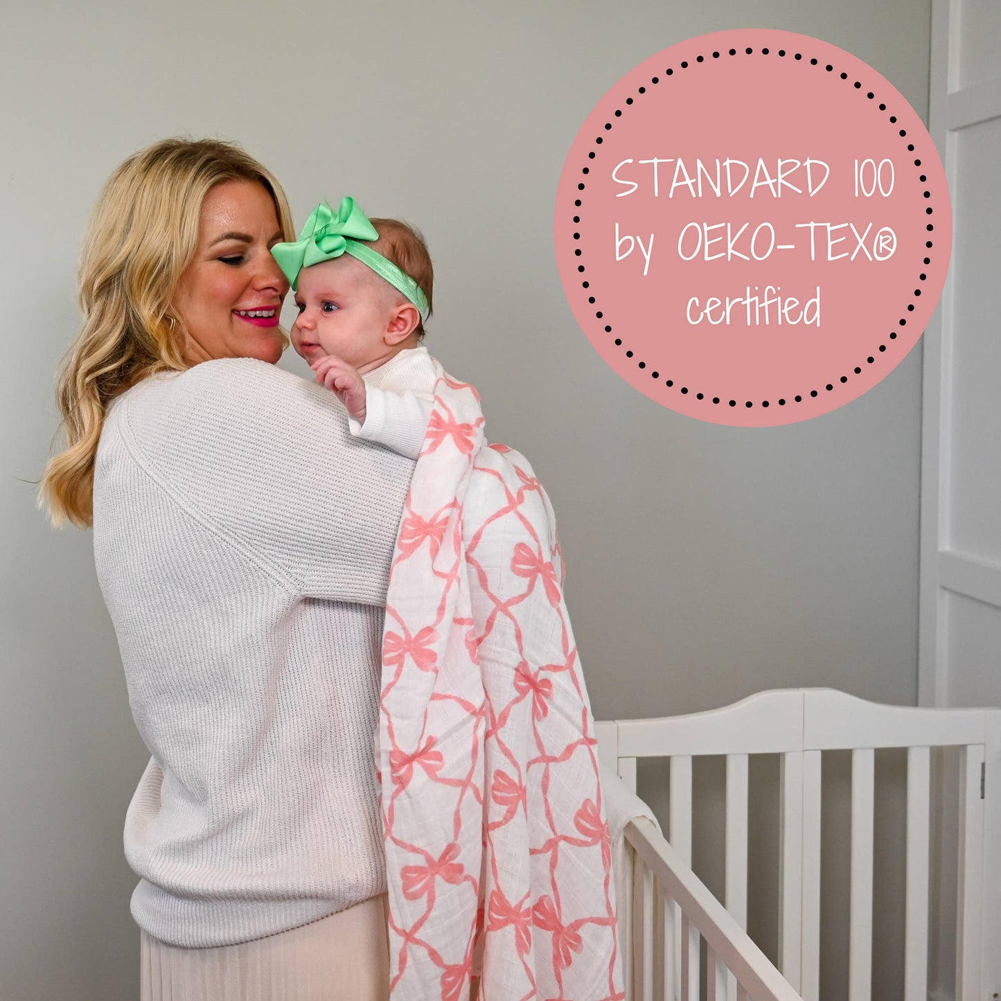 Baby Muslin Swaddle Blanket - Beautiful Bows