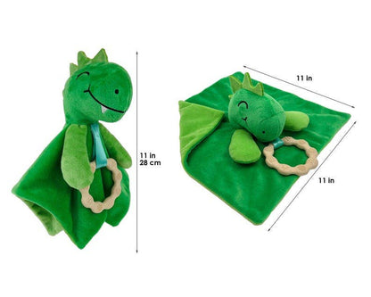 Dylan Dino Plush Teething Toy - Minky Baby Security Blanket