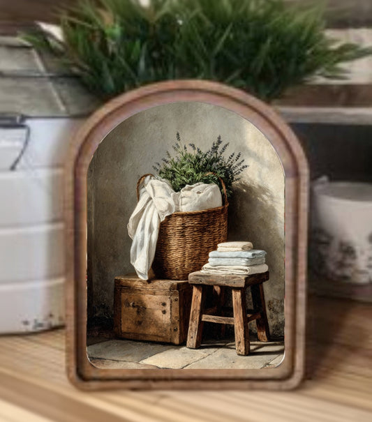 Arch Top Towel Basket Framed Art