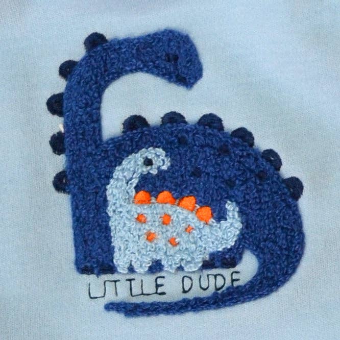 Little Dude Dinosaur Cotton Embroidered Baby Bibs - 5 Pack