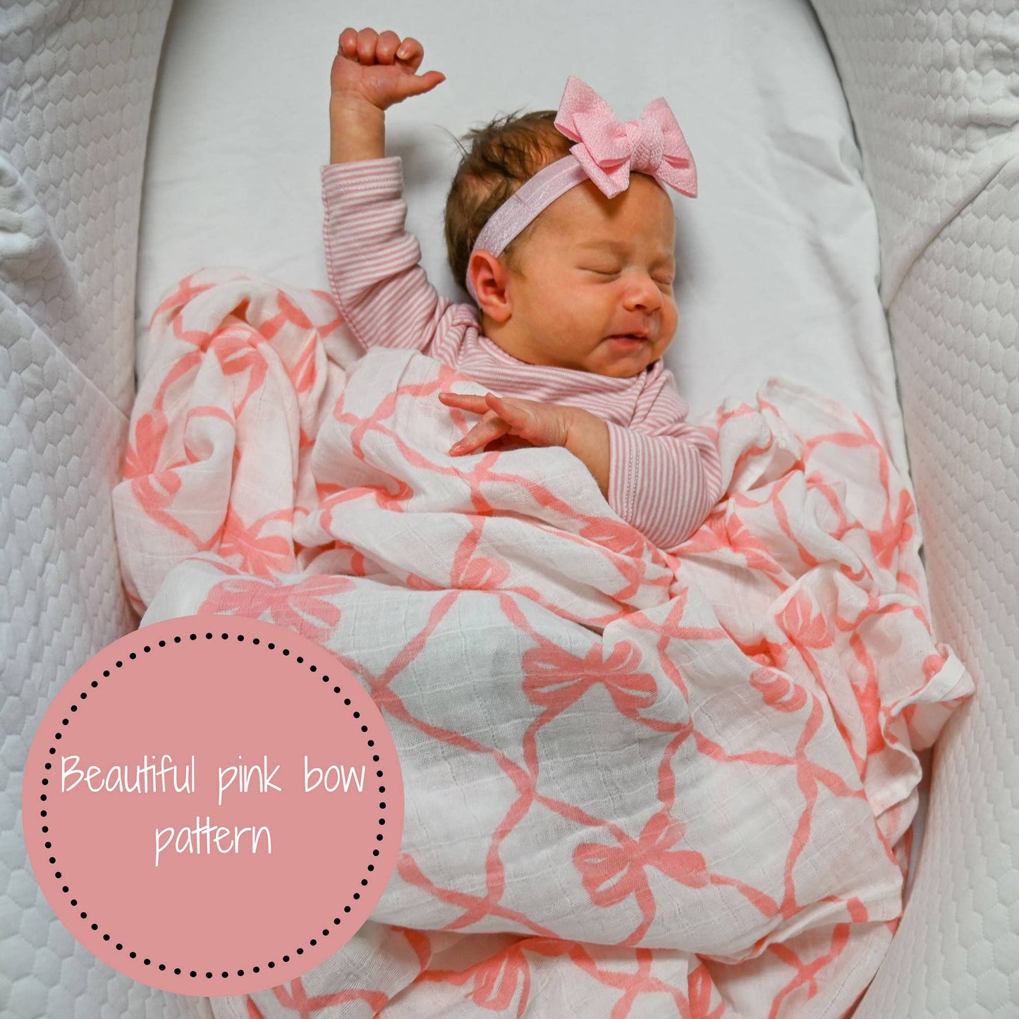 Baby Muslin Swaddle Blanket - Beautiful Bows