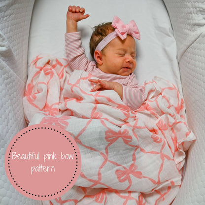 Baby Muslin Swaddle Blanket - Beautiful Bows
