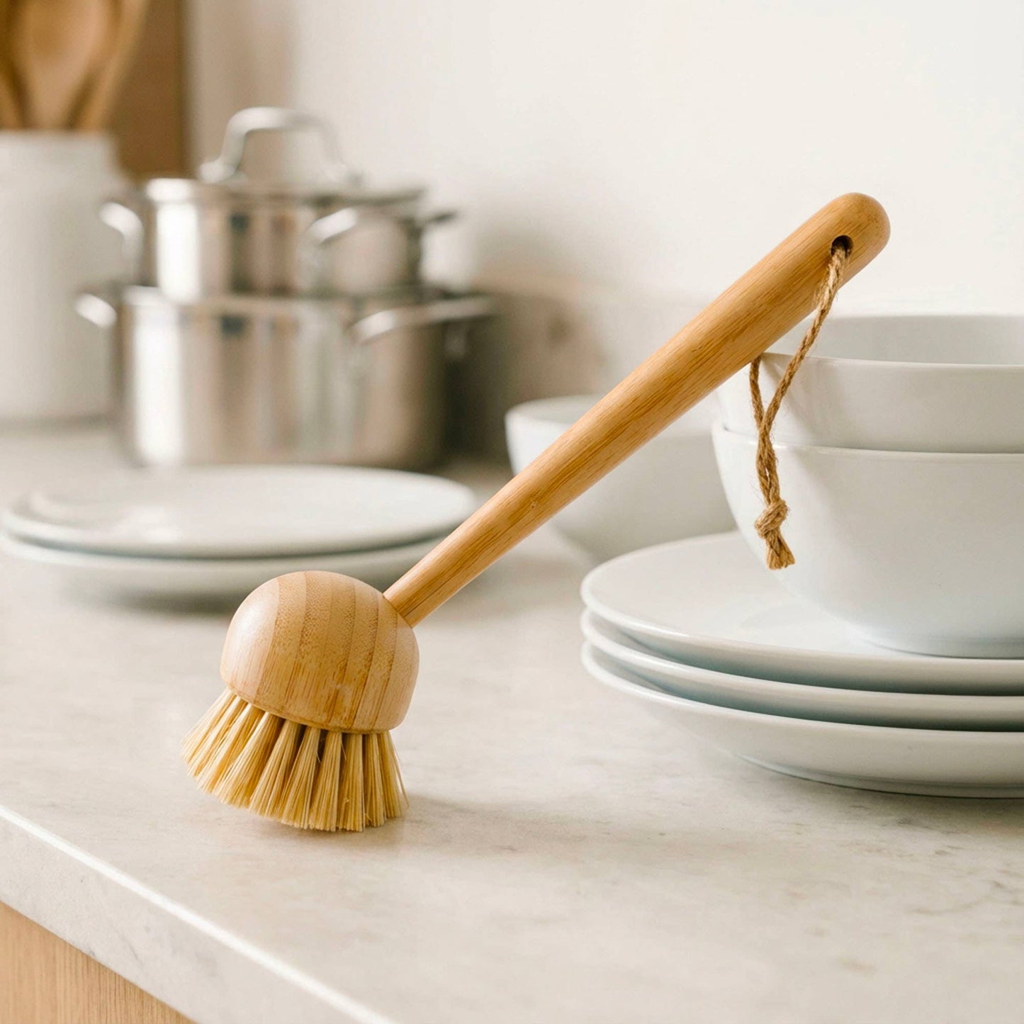 Bamboo Kitchen Dish Scrubber Brush