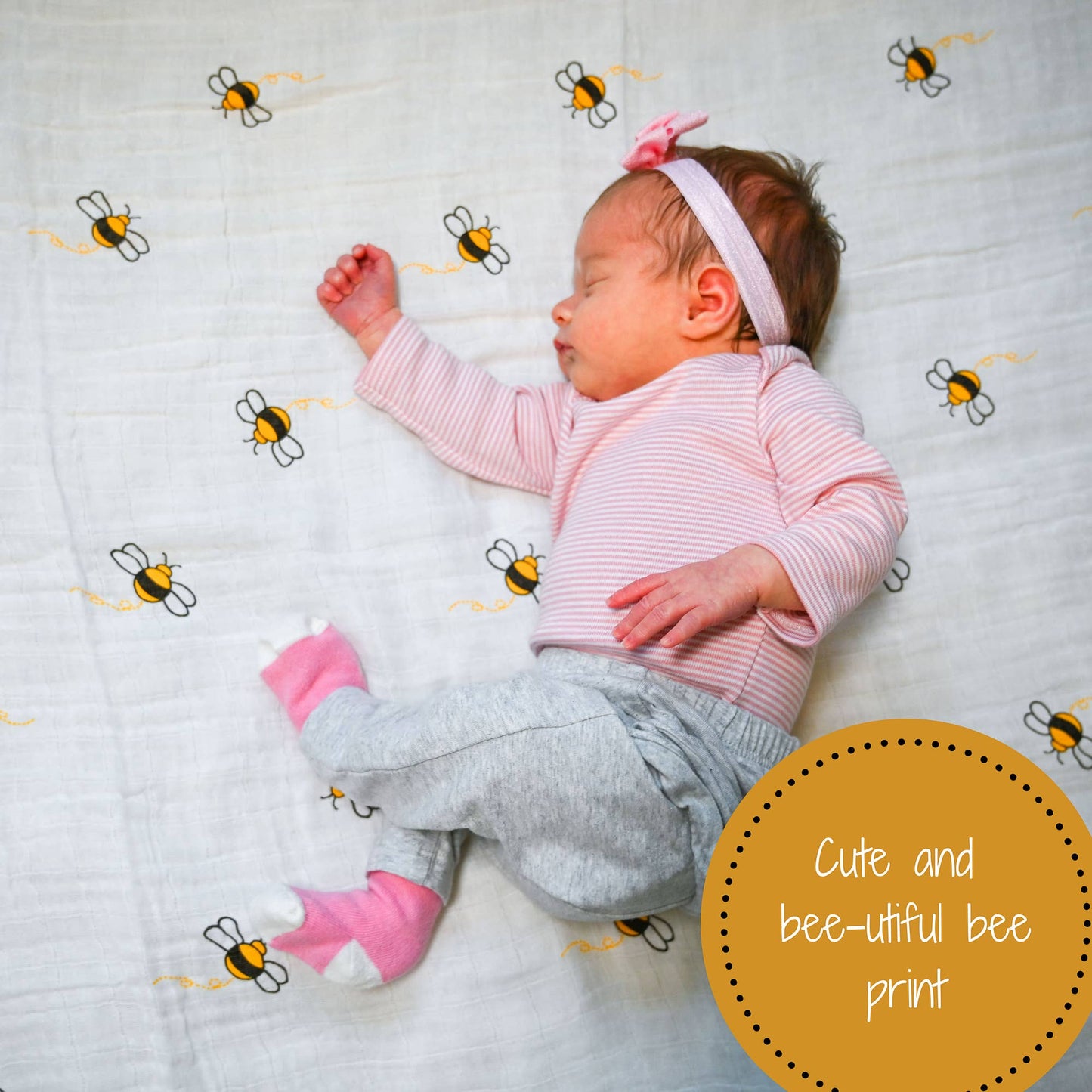 Baby Muslin Swaddle Blanket Bee-utiful Bee Theme