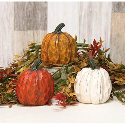 Resin Carved Pumpkin - Two Sizes, Three Color Options