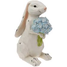 Blue Hydrangea Bunny Statuary