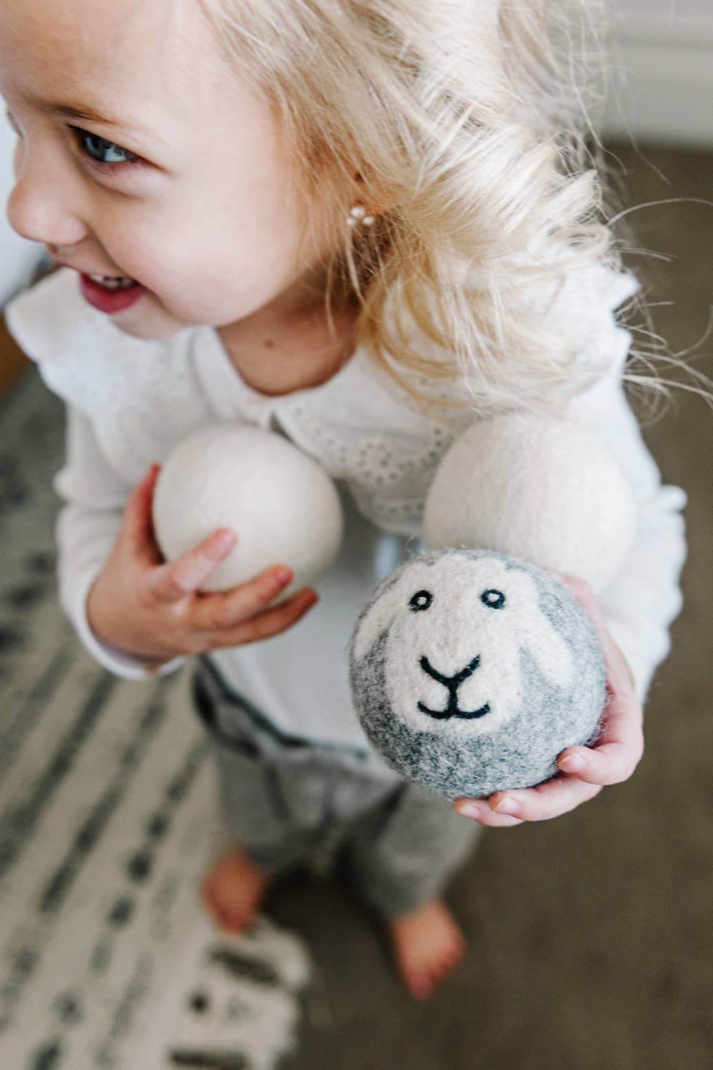 "Smiling Sheep" Hand-Felted Wool Dryer Ball