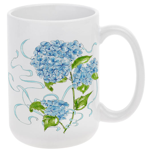 Hydrangea Ribbon 15 oz Ceramic Mug Rosanne Beck