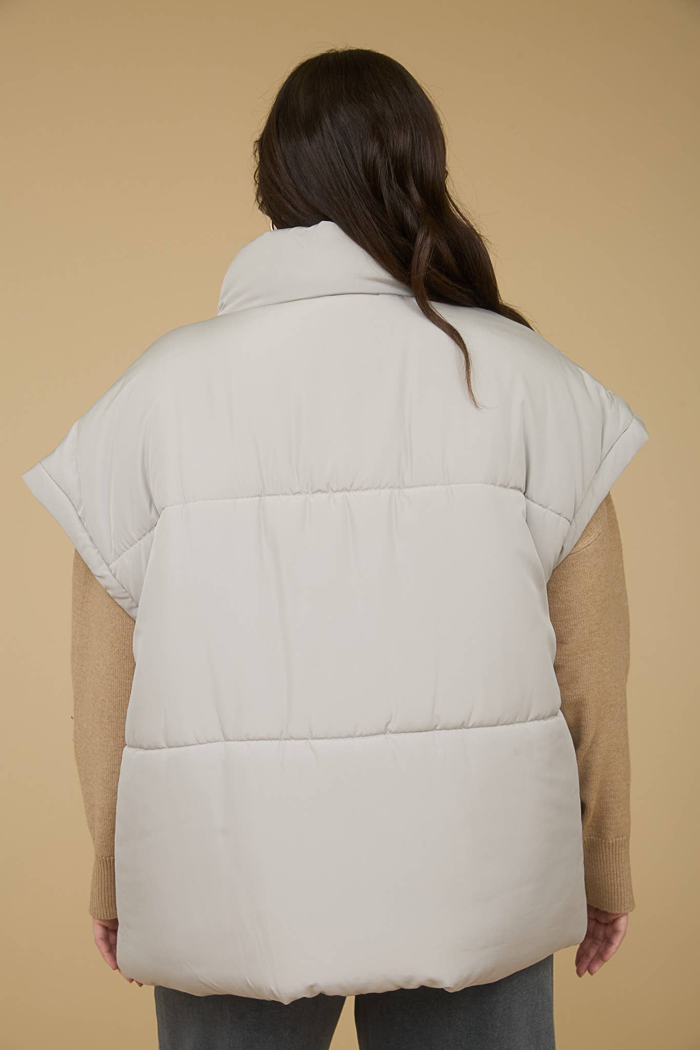 Plus Oversized Snap Front Puffer Vest