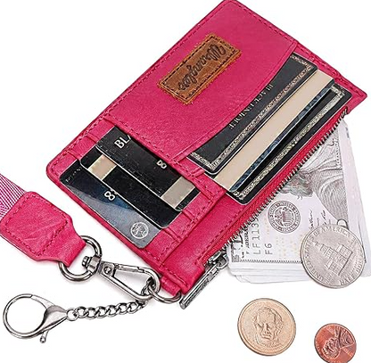 Solid Color Key Chain Wristlet Card Wallet