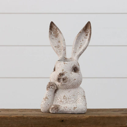 Distressed Rabbit Head Planter - Resin