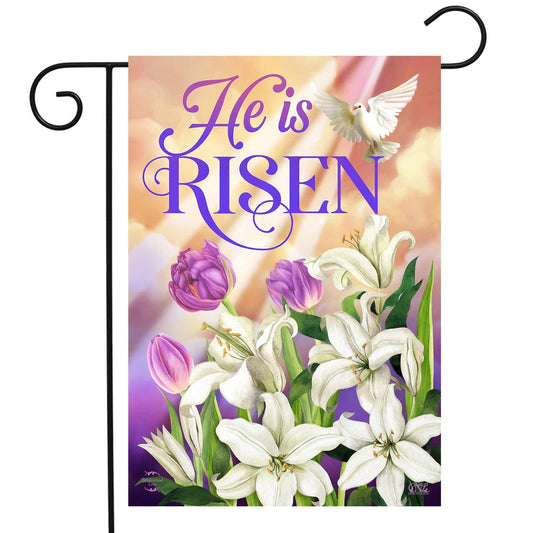 He is Risen Easter Lillies Garden Flag - 12.5" x 18"