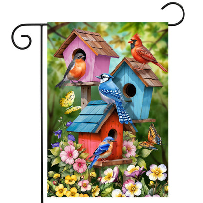 Spring Celebration Birdhouses Garden Flag