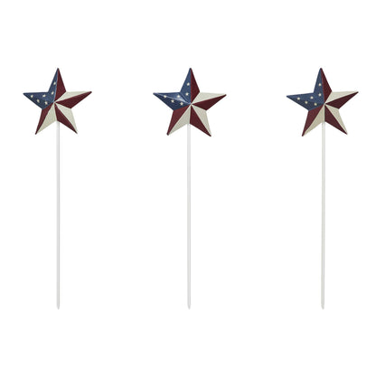 Painted Metal American Flag Theme Star on Pick 12x3.5