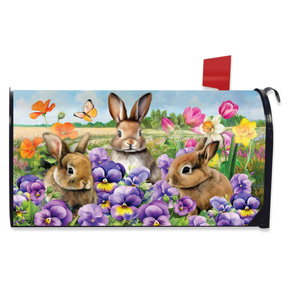 Spring Bunny Trio Mailbox Cover - Standard Size