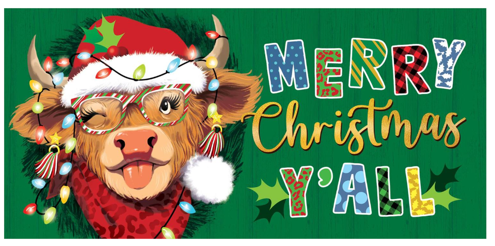 Merry Christmas Highland Sassafras Doormat Insert