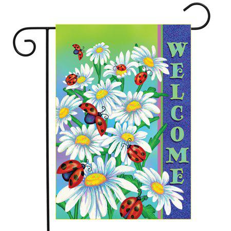Ladybugs Floral Garden Flag