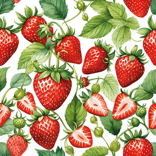 Paper Cocktail Napkins Pack of 20 Fresh Strawberries