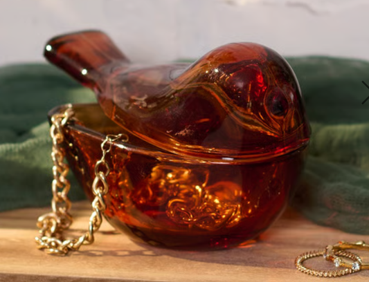 Birdie Lidded Trinket - Amber