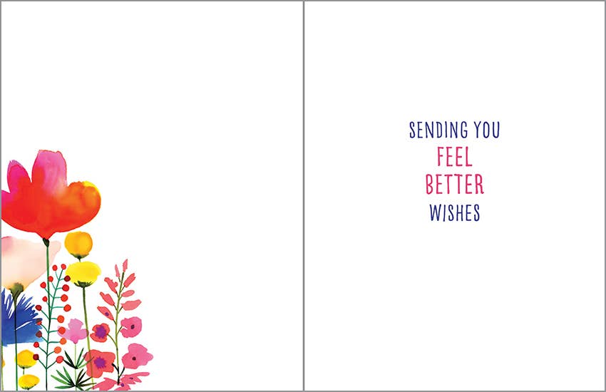 Get Well Soon Greeting Card - Cheery Flower Stems