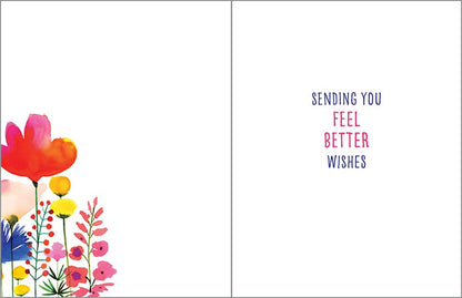Get Well Soon Greeting Card - Cheery Flower Stems