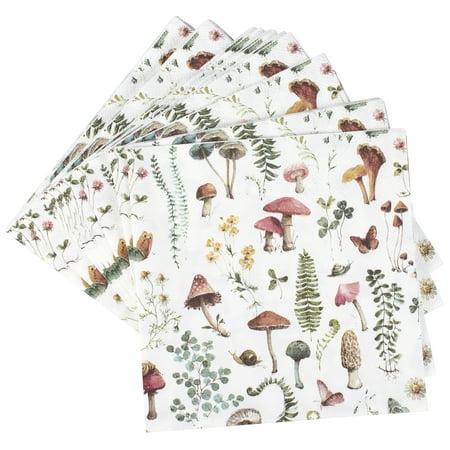 Luncheon Napkins Mushroom Study
