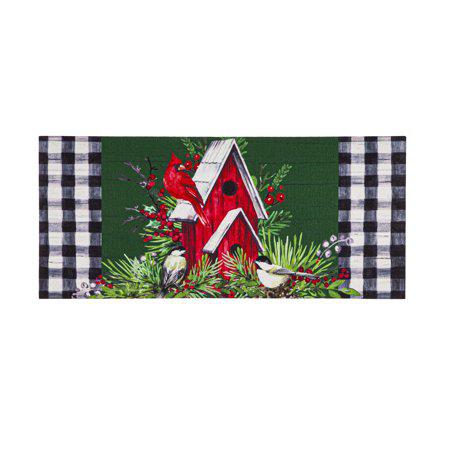 Christmas Cardinal Birdhouse Sassafras Switch Mat Doormat Insert