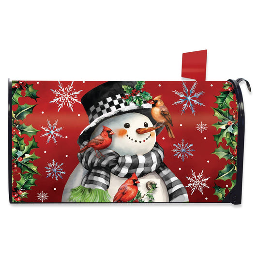 Snowman With Cardinals Mailbox Cover - Standard