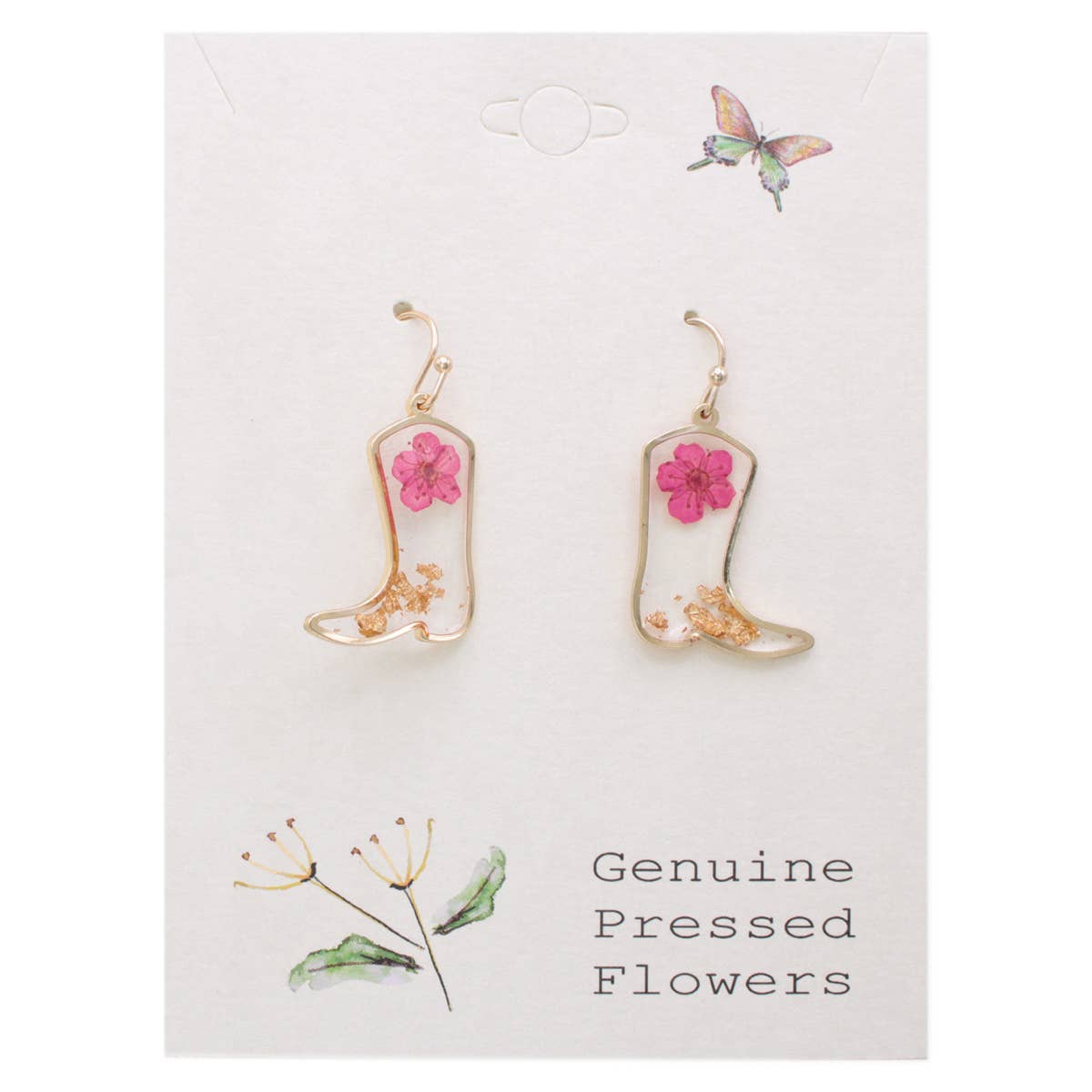 Boots Pressed Flower Earrings